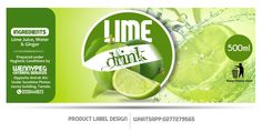 lime water and lemon drink label on white background with green color scheme in the middle