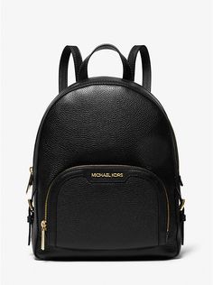 Jaycee Medium Pebbled Leather Backpack | Michael Kors Leather Backpack Black, Closet Clothing, Michael Kors Backpack, Backpack Free, Balloon Gift, Black Leather Backpack, Pink Backpack, Small Backpack, Apple Airpods