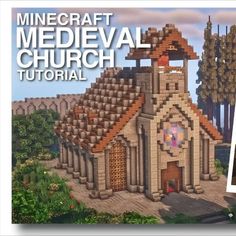 an image of a small church made out of lego blocks and bricks with the text minecraft medieval church