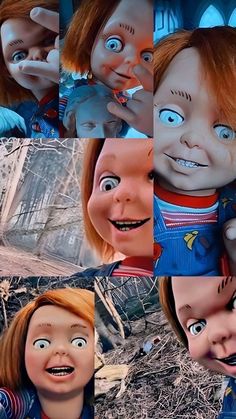 multiple images of the same character in an animated movie, with different facial expressions and hair colors