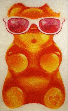 a drawing of a teddy bear wearing sunglasses