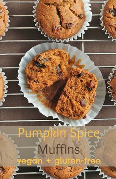 pumpkin spice muffins and gluten - free cupcakes on a cooling rack