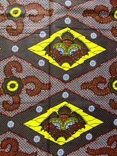 "Gorgeous yellow brown African print fabric printed in Ghana African Fabric per yard African print fabric by the yard Wax print fabric for African clothing made in Ghana cotton yellow brown african wax African wax print fabric Beautiful traditional African design with vibrant colors. This fabric ideal for making unique clothing items, eye-catching home décor projects, amazing accessories, and many other projects. Sold by yard. If you purchase multiple units of this fabric, it will be sent as one Brown African Print, African Material, Wax Print Fabric, African Wax Print, African Print Fabric, Ankara Fabric, African Design, Wax Print, African Fabric