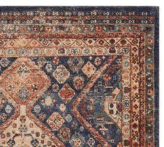 Oriental Rugs & Persian Rugs | Pottery Barn Rug For Blue Walls, Persian Wool Rug, Blue Couch And Rug, Pottery Barn Runner Rug, Persian Rug Living Room, Diy Floors, Moody Office, Patterned Rugs, Rugs Persian