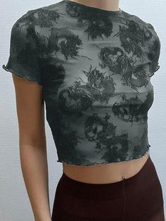 ⚡️Free Shipping 2022 Mesh Dragon Pattern Crop Top Black L under $11.00 in Tops&Tees at AnotherChill.com Online. Style: Street. Color: Black. Fabric Content: 95% Polyester, 5% Spandex. Fit Type: Slim fit. Neckline: Crew Neck. Sleeve Length: Short Sleeve. ✓2022 SUMMER OUTFITS. Check reviews and buy Mesh Dragon Pattern Crop Top today. Casual Summer Crop Top For Club, Fitted Grunge Crop Top For Spring, Edgy Short Sleeve Crop Top For Club, Edgy Crop Top For Club In Spring, Edgy Crop Top For Club And Spring Season, Edgy Crop Top For Club And Spring, Fitted Casual Crop Top For Party, Casual Fitted Crop Top For Parties, Grunge Crop Top For Night Out