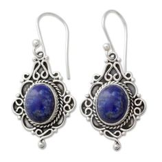 Lapis lazuli dangle earrings, 'Sky Symphony' Lapis Earrings Silver, Lapis Earrings, Lapis Lazuli Earrings, Jewelry Show, Sterling Silver Dangle Earrings, Blue Gemstones, Online Earrings, Silver Earrings Dangle, Sterling Silver Studs