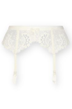 Wishes are made... and dreams come true in this stunning suspender belt, with its exquisite scalloped embroidery on all-over sheer tulle. Perfectly French, incredibly romantic and undeniably seductive. A soft microfiber waist ensures a perfect fit with non-removable stretch garter straps. Detailed Features: Embroidery on sheer tulle is beautiful against the skin Non-removable garter straps with clips and adjustable sliders Garter straps have stretch for a fit that moves with your body Back featu Suspender Belt, Garment Bags, Dreams Come True, Hair Jewelry, Sliders, Perfect Fit, Embroidery, Skin