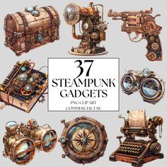 Fantasy Gadgets, Compass Steampunk, Steampunk Concept Art, Steampunk Inventions, Steampunk Watercolor, Steampunk Computer, Steampunk Clipart, Steampunk Kunst, Steampunk Images