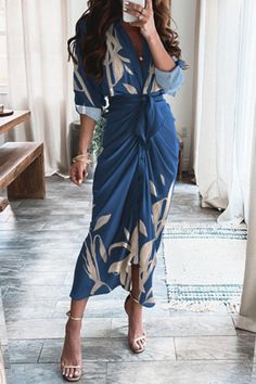 Elegant Simplicity Solid Slit O Neck Long Sleeve Dresses(3 Colors) – Bohonini Leaf Print Pattern, Tie Maxi Dress, Dress Sleeve Length, Cotton Shirt Dress, Printed Shirt Dress, Long Shirt Dress, Hip Dress, Measurement Chart, Long Sleeve Shirt Dress