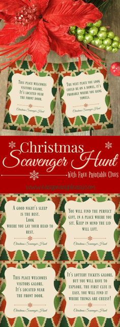 christmas scavenger hunt with free printable clues