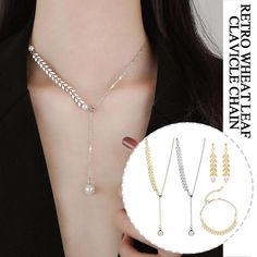 Model Number : A1-3-0123 Material : Metal Style : TRENDY Metals Type : Stainless Steel Fine or Fashion : fashion Item Type : CHARMS Product Description:1. Product Name: Wheat Necklace Bracelet Earrings2. Product size:Necklace length about 44cm+6cm (17.32in+2.36in),0.8cm (0.31in)Bracelet length about 16cm +5cm (6.30in+1.97in)Earpiece length about 3.6cm (1.42in)3. Product style: wheat style4. Product color: Gold5. Product material: alloyProduct features:1. Made of high quality material, durable an Dangle Alloy Chain Necklace For Parties, Party Wear Dangle Chain Necklace In Alloy, Long Alloy Chain Necklace, Trendy Alloy Charm Necklace For Party, Alloy Dangle Jewelry With Adjustable Chain, Adjustable Dangle Jewelry With Alloy Chain, Dainty Alloy Jewelry With Chain Details, Dainty Alloy Jewelry With Chain, Dainty Alloy Chain Jewelry