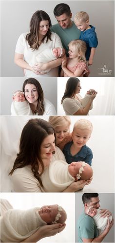 a collage of photos showing people holding their babies