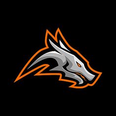 an orange and white wolf head on a black background with the word's logo