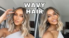 Half Wave Hair, Easy Way To Wave Hair, How To Curl Medium Hair Beach Waves, Curl Mid Length Hair Tutorial, Lob With Waves, Lose Curls With Straightener, Lob Curls Tutorial, Lob Hair Tutorial, Curling Hair With A Straight Iron