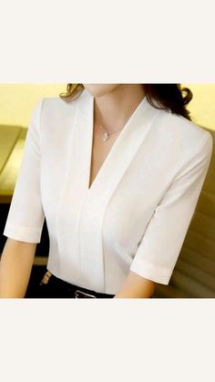 Pretty White Blouses, Formal Shirt Design For Women, Formal Blouses For Women Chic, White Blouse Designs, Formal Blouses For Women, Formal Blouses, Formal Tops