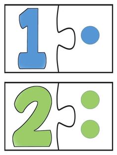 the number one and two puzzles are shown in blue, green, and white