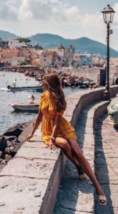 Girl in shades long hair yellow dress By the sea boats chillout music playlist Mallorca Pictures Ideas, Aesthetics Beach, Portret Feminin, Money Aesthetics, Lux Life, Pic Poses, 사진 촬영 포즈