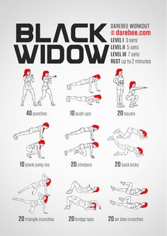 the black widow workout poster shows how to do it