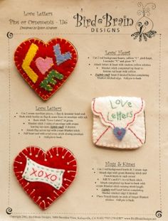 the brochure features three handmade hearts and an envelope with love letters on them