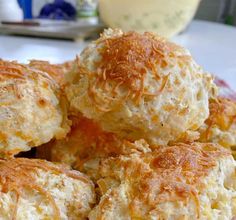 some biscuits are piled on top of each other