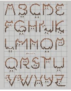 a cross stitch pattern with the letters and numbers in different styles, including one for each letter