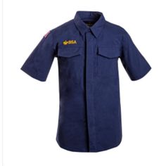 Cub Scout Uniform Shirt Youth Medium Cotton Short Sleeve Uniform Tops, Uniform Style Cotton Tops With Short Sleeves, Cotton Uniform Tops With Short Sleeves, Cotton Uniform Tops With Collar, Collared Cotton Tops With Uniform Style, Cotton Uniform Shirt With Collar, Cotton Collared Uniform Shirt, Cub Scout Uniform, Navy Blue Uniform