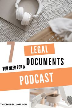 headphones sitting on top of a desk with the words legal documents in front of it