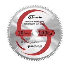 a circular saw blade on a white background with the words,'10 inch fine finish wood cutting