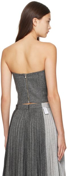 Wool- and polyester-blend delaine corset-style tank top. Herringbone pattern and boning throughout. · Sweetheart neck · Zip closure at back · Full satin lining Supplier color: Black/White Corset Style, Herringbone Pattern, Sweetheart Neck, Herringbone, Tank Top Fashion, Women Wear, Perfect Clothing, Tank Top, Black White