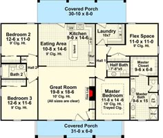 the first floor plan for a home with three bedroom and two bathroom areas on each side