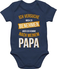 a baby bodysuit with the words papa in german and english on it's chest