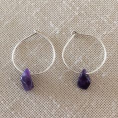 Handcrafted Amethyst Hoop Earrings Purple Amethyst Beads Silver Toned Dainty Hoops Approximately 1” As Pictured Great Handmade Gift Idea Fast Shipper Reliable Seller Made In Usa 7th Chakra Healing Courage Peace Spiritual Boho Chic Fashion Statement Jewelry Essential February Birthstone Valentine’s Day Birthday Anniversary Gift 32523 Purple Earrings With Natural Stones, Purple Natural Stones Round Earrings, Round Purple Earrings With Natural Stones, Purple Bohemian Everyday Jewelry, Small Hoop Earrings With Natural Stones, Purple Amethyst Earrings For Pierced Ears, Purple Amethyst Jewelry For Pierced Ears, Adjustable Small Purple Hoop Earrings, Bohemian Purple Hoop Earrings