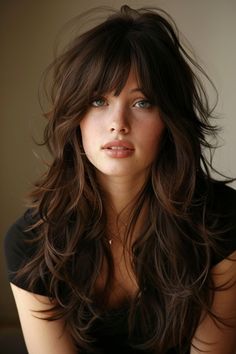 Update your long locks with some layers and fringe! Here are 49 trending layered cuts with bangs in 2024 for movement, shape and effortless style. 👆 Click for more ideas！ Shag Layered Hairstyles, Long Shag Haircut, Layered Hair With Bangs, Hairstyles For Layered Hair, Long Layered Haircuts, Haircuts For Medium Hair, Long Hair With Bangs, Long Layered Hair, Haircuts For Long Hair