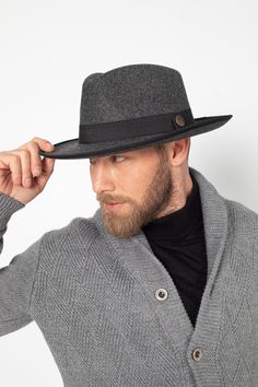 "Our handmade winter fedora hats are chic and stylish accessories for every occasions.  They are classic accessories with their vintage styles for winter / fall day and night.  They are also great gift for her and for him.   They have internal drawstring for adjustable fit from 55 cm to 59 cm. Our faux felt fedoras are unisex and looks perfect for everyone.  Color : Gray Brim size : 7 cm ( 2.75\") Crown : 12 cm (4.72\") Ribbon : 3 cm grosgrain ribbon You can brush with softly brush and wipe with a damp rag. If your fedoras gets wet, shake off all water, let dry( Don't rub too hard , the fabric might be damaged.)" Winter Fedora, Styles For Winter, Flat Brim Hat, Fedora Hat Women, Classic Accessories, Fedora Hats, Winter Hats For Men, Felt Fedora, Hat Women