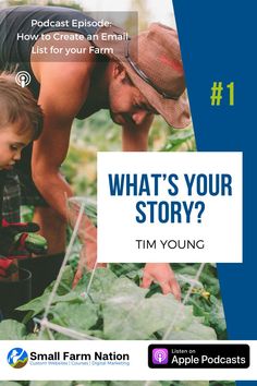 a man and child in a garden with the words, what's your story?