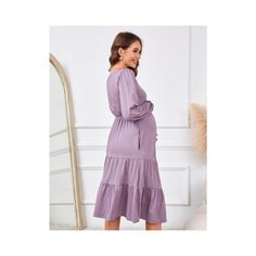 This women's flowy maternity V-neck dress features lantern long sleeves, a button-down design, a slim fit, and a peplum ruched element with a ruffle hem. Made from a comfortable blend of 95% polyester and 5% spandex, it offers a soft, skin-friendly experience and provides ample room for a growing belly. Suitable for various occasions, including weddings, baby showers, and daily wear, it can be worn in spring, fall, and winter. Available in sizes Small to XX-Large, this versatile dress is ideal for both casual and formal events. Care instructions include machine washing on a gentle cycle and avoiding bleach. Please note potential color differences due to lighting. Dresses For Baby Shower, V Neck Dress Casual, Baby Shower Photoshoot, Shower Photoshoot, Wrap Dress Casual, Dress For Pregnant Women, Cute Maternity Dresses, Long Sleeve Maternity Dress, Maternity Long Dress