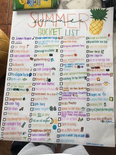 a summer bucket list with pineapple on it