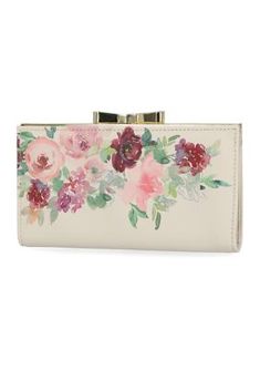 Treated with Silvadur antimicrobial technology, this floral frame clutch from Kim Rogers is made with recycled linings for an eco-friendly style. | Kim Rogers Women's Saffiano Floral Frame Clutch Chic Spring Wallets, Elegant Rectangular Wallet For Spring, Elegant Rectangular Spring Wallet, Elegant Spring Clutch Wallet, Elegant Clutch Wallet For Spring, Floral Clutches, Floral Frame, Kim Rogers, Eco Friendly Fashion