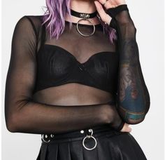 dolls kill - $28, size M Black Mesh Top, Black Top, Mesh Top, Mesh, Women's Top, Black