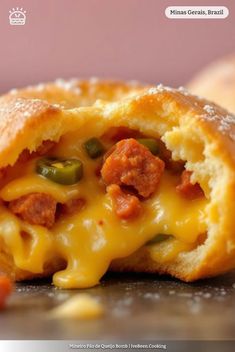 a cheesy bread filled with meat and cheese