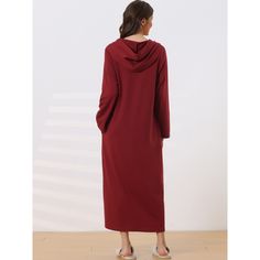 Womens Hoodie Zip Up Closure Pajama Nightshirt Long Sleeve Robe Loungewear with Pocket. This Hoodie Zip Up Nightshirt is the perfect choice for daily wear, or lounging wear at home. Versatile long dress for all occasions! With a loose casual maxi length, zip-up closure, soft fabric, and perfect hoodie design, this robe is everything you need for fully luxurious lounging wear. With a fully zip-up closure, practical pocket, and hoodie design, this nightshirt robe is everything you need for loungin Casual Hooded Sleepwear For Loungewear, Casual Hooded Sleepwear, Casual Hooded Sleepwear For Lounging, Red Long Sleeve Sleepwear For Fall, Casual Hooded Sleepwear For Fall, Red Sleepwear For Fall, Red Fall Sleepwear, Hooded Cotton Sleepwear For Lounging, Cotton Hooded Sleepwear For Lounging