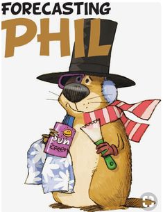 an animal wearing a top hat, scarf and sunglasses with the words forecasting phl on it