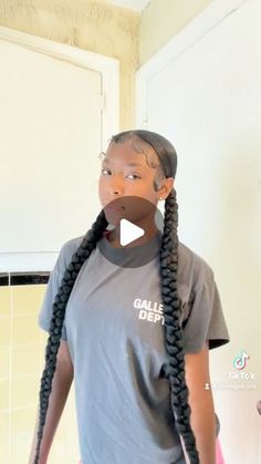 china🦋 on Instagram: "real cute and quick slick back 2 braids💖 @thecoldestwater use code: HOT for $$$ OFF!!  #explorepage #twobraids #2braids #quickandcute #cutehairstyles #slickback #ponytails #coldest" Two Slicked Back Braids, Slick Two Braided Ponytails, Slick Back 2 Braids, Two Slick Braids, Real Hair Braids Hairstyles Black, 4 Ponytails With Braids, 2 Slick Back Ponytail Weave, 2 Slick Back Braids, How To Do Two Braids On Yourself