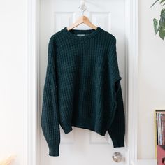 This tag was the company's very first and was used on their clothing from 1977 to 1985. This preloved sweater is in perfect vintage condition: There is no damage, holes, or flaws 💚 When laying flat, approx measurements are: 22" Shoulder to shoulder 27" Pit to pit 24" Sweater length 26" Sleeve length Made in the USA of 85% wool and 15% nylon If you have any questions, feel free to ask! Thanks for looking 🥰 Chunky Wool, Deep Green, Wool Sweater, Wool Sweaters, Sweater Outfits, Labour Day, American Eagle, Gender Neutral, Art Collection