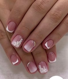 French Manicure Nail Designs, Acrylic Nails Nude, French Manicure Nails, Fancy Nails Designs, Simple Gel Nails, Coffin Shape Nails, Bride Nails, Ballerina Nails