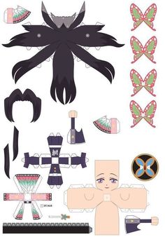 some paper dolls with hair and makeup on them