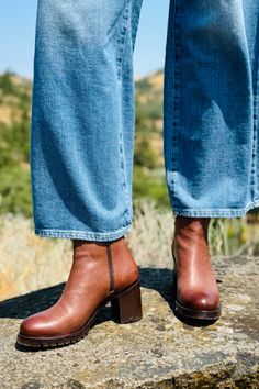 Jocelyn Boot Fashion Statements, Shoe Boutique, Wooden Heel, Heel Boots, Lug Sole, Boots For Sale, Brown Boots, Both Sides, On Off