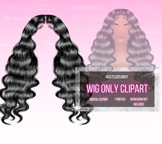 the wig only clipart is displayed on a pink and white background with an ad for it