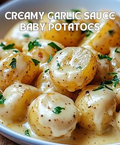 Smoker Side Dishes, Casserole Potatoes, Starch Sides, Potato Side Dishes Easy, Baby Potato Recipes, Dude Food, Creamy Garlic Sauce, Potato Recipes Side Dishes, Side Dishes Recipes