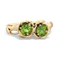 Two delicate blossoms, one peridot and one  nestle among golden leaves in this 14K Yellow Gold ring. Choose the birthstones of you and your loved one to create a nature-inspired, truly unique, floral ring. Yellow Gold Peridot Birthstone Ring, Garden Ring, Peridot Jewelry, Floral Ring, Golden Leaves, 14k Rose Gold Ring, Rose Garden, Yellow Gold Rings, Nature Inspired